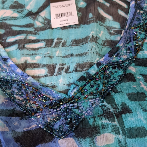 Embellished Blue Swim Suit Cover Up Knee Length New - Picture 8 of 8